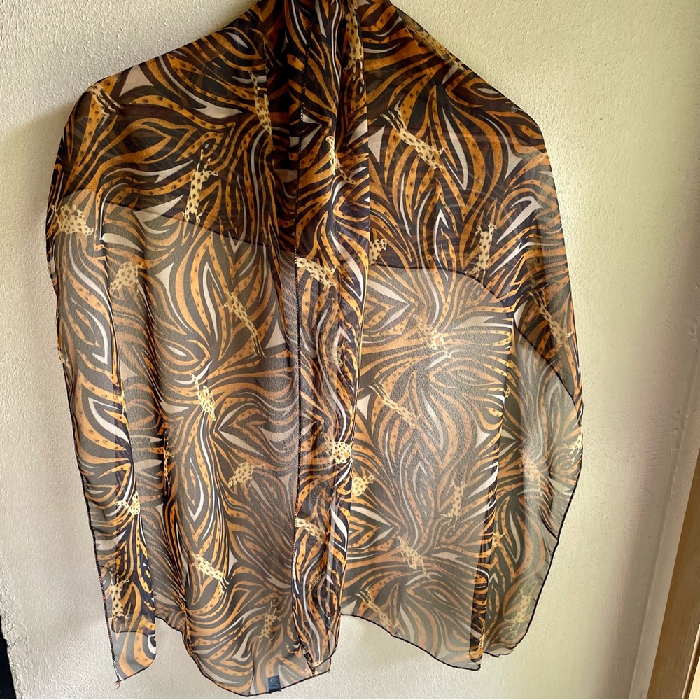 Oversized Sheer Leopard/ Striped Bold Color Scarf/ Shawl. 66" X 19" - Picture 9 of 16